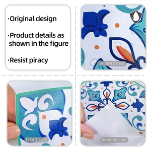 Détail de carrelage mural étanche avec texture mate et support adhésif autocollant