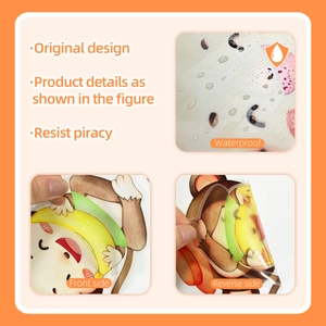 Detail showing waterproof cartoon monkey wall stickers with hand-drawn illustration style