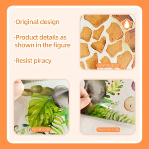 Waterproof detail of giraffe pattern height chart wall sticker with matte finish texture