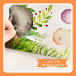 Watercolor animal height chart wall sticker showing self-adhesive transparent PVC detail