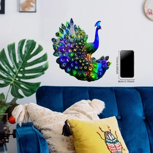 Chameleon laser peacock wall sticker with colorful gradient finish for home decor