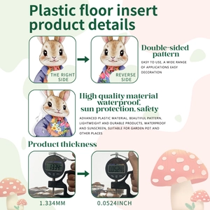 Detail showing 1.334mm thickness of waterproof PVC bunny garden stake with double-sided print
