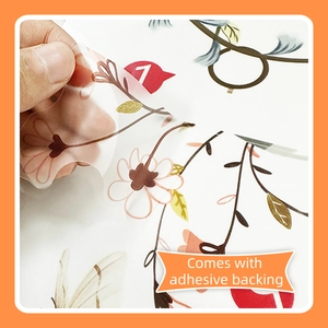 Self-adhesive removable wall sticker with hand-painted potted plant and butterfly patterns