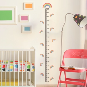 Rainbow Kids Height Growth Chart Wall Sticker Waterproof PVC Measurement Decal For Nursery School Room Decoration