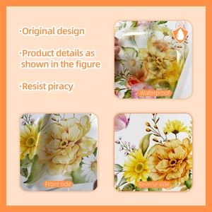 Detail of waterproof sunflower wall sticker showing double-sided print and texture