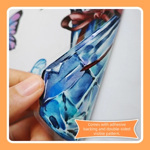 Double-sided floral vase glass window sticker with transparent watercolor design