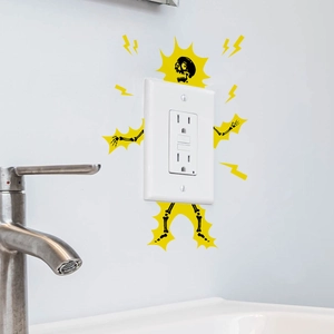 Creative yellow cartoon skeleton electric shock wall sticker for home socket decoration