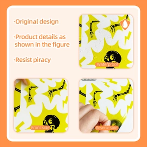 Waterproof PVC electric shock skull sticker detail showing back adhesive and water resistance