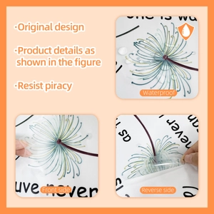 Detail showing waterproof dandelion wall sticker with front and reverse side views