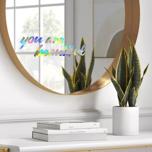 Holographic laser wall sticker featuring You Are Beautiful quote in gradient rainbow colors