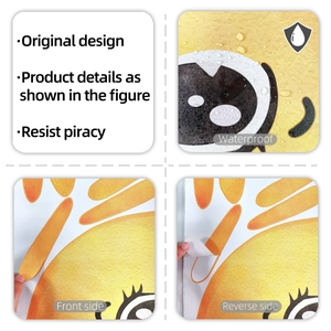 Détail du sticker mural imperméable jaune avec support adhésif facile à décoller