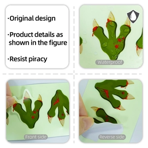 Waterproof dinosaur claw wall sticker with green glowing effect and red blood splatters
