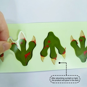 Detailed view of monster claw stickers with glowing texture and blood splatter effects