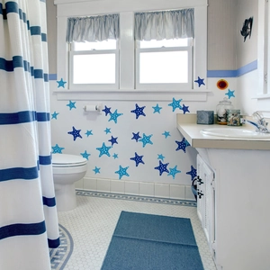 Blue ocean starfish wall stickers with white dots for bathroom background decoration