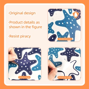 Detail showing waterproof blue starfish wall stickers with white dots from both sides