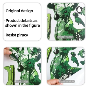 Detailed view of waterproof forest deer wall sticker with self-adhesive backing design