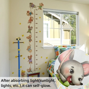 Glow-in-the-dark mouse height chart wall sticker measuring scale 40-170cm for kids