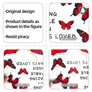 Waterproof double-sided red butterfly wall decals with elegant English phrases