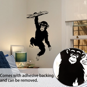 Creative black gorilla and banana silhouette wall sticker for bedroom nursery decor