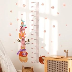 Cartoon forest animals height growth chart wall sticker for kids room decor 50-180cm