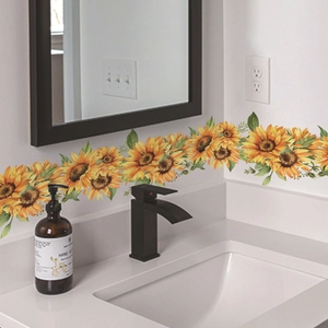 Minimalist sunflower waterproof wall sticker for home decor in watercolor style