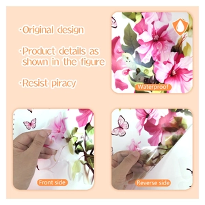 Waterproof floral and butterfly mirror stickers in pink and purple for home decor