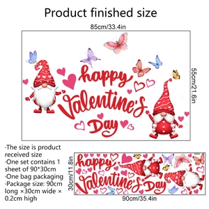 Stickers muraux Saint-Valentin avec gnomes et papillons, guide 85x55cm