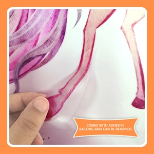 Self-adhesive pink rainbow unicorn wall sticker for kids room with easy-peel PVC material