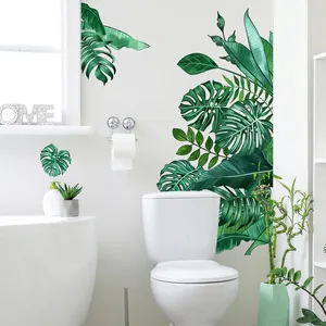 Tropical monstera and banana leaf wall decals for modern bathroom home decoration