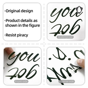 Waterproof inspirational quote wall decal with transparent calligraphy on a glass surface