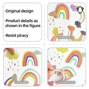 Adesivi murali impermeabili con arcobaleno e nuvole e design visivo a doppia faccia