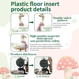 Detail of waterproof PVC duck garden stake showing double-sided design and material thickness
