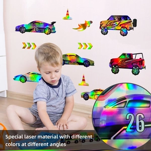 Detailed macro of holographic laser car wall stickers with colorful gradient finish