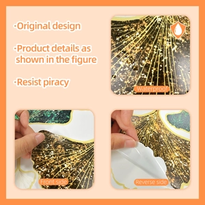 Detail of waterproof self-adhesive ginkgo leaf wall stickers with gold texture
