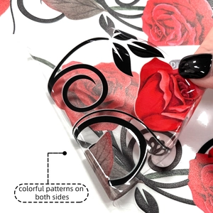 Red vine rose window sticker with double-sided colorful PVC floral pattern