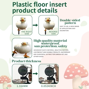 Detail showing waterproof PVC duck garden stake thickness measurement and double-sided print