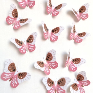 3D Butterfly Wall Stickers PVC Bohemian Moon Stars Patterns Pink Dreamy Home Decoration For Bedroom Living Room Nursery
