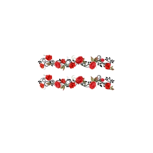 Self-adhesive red rose vine window decals with green leaves on a clean white background