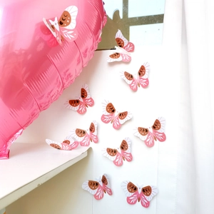 Pink bohemian butterfly wall stickers with stars and moon patterns for room decor