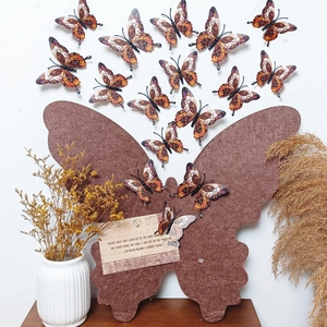 3D brown textured butterfly wall decals with large felt backing and vintage floral patterns