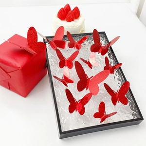 Set de 12 mariposas 3D rojas con purpurina para decoración de San Valentín y bodas festivas