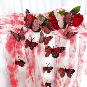 Detail of 3D red rose butterfly wall stickers with realistic wings for home decor