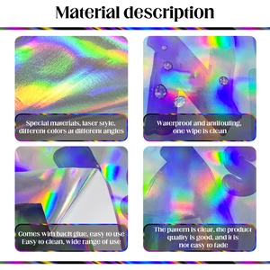 Makro-Detail von holografischen Lasergrafiken zeigt wasserfeste und haftende Eigenschaften