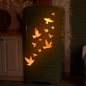 Set of 12 reflective orange 3D bird wall stickers for modern home interior decoration