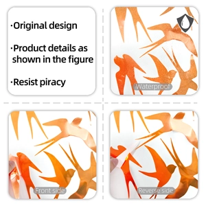Detailed view of waterproof orange swallow wall stickers with vibrant gradient silhouette