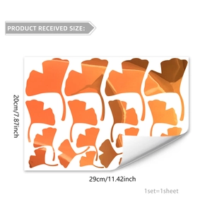 Luminous orange ginkgo leaf wall sticker 20x29cm with realistic gradient color detail