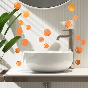 Luminous orange gradient watercolor bubble wall stickers for modern bathroom decor