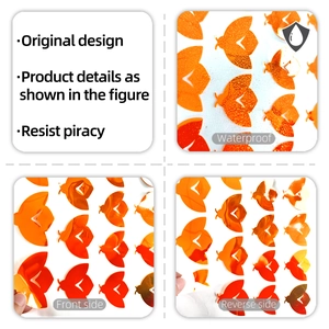 Waterproof orange butterfly wall stickers showing front and back views with macro details