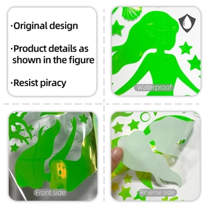 Détails des stickers muraux sirène étanches avec finition verte holographique