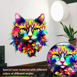 Detailed view of the laser material wall sticker showing color changes from various angles